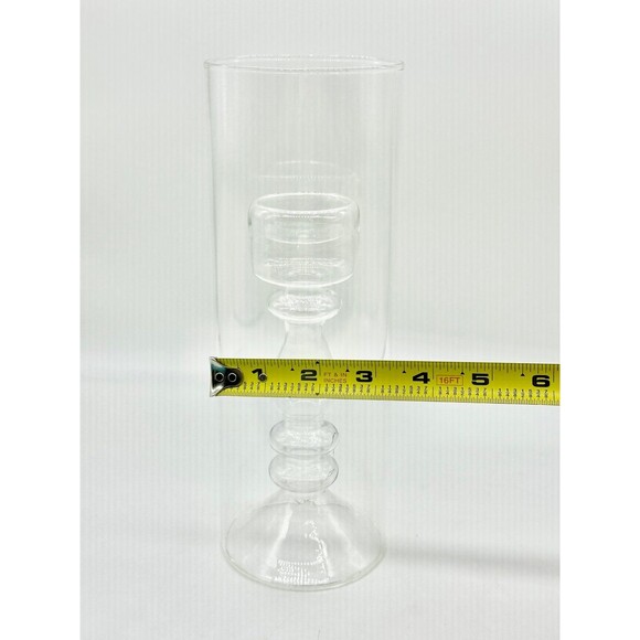 Hand Blown Glass Tea Light Votive Candle Holder Hurricane Style - Picture 6 of 6